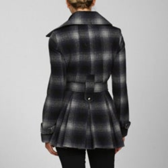 Miss Sixty Women's Blue Ombre Plaid Fold-over Coat - Picture 3 of 3